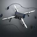 Aerospace Drone With Four Propellers Blue Components And Cables For Space Exploration