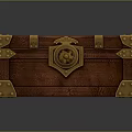 Vintage Wooden Chest With Gold Metal Straps Brass Hardware Decorative Lock And Handles