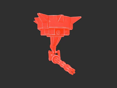Red Mechanical Weapon 3D Model With Launcher And Structural Parts 3d model
