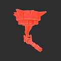 Red Mechanical Weapon 3D Model With Launcher And Structural Parts