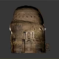 Ornate Multi Tiered Stone Columns With Architectural Details In Ancient Cave Interior