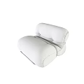 Modern Brown Leather Single Sofa With Stitched Details And Curved Armrest Design