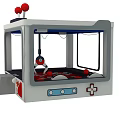 Fun Amusement Equipment with Red Joysticks Blue Top Surface Steps and Red White Ball Compartments