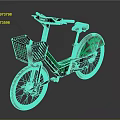 Modern Commuter Bicycle With Black And Green Color Scheme Front Basket And Stylish Wheel Decorations