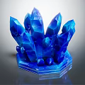 Blue Crystal Cluster Decorative Ornament Set With Hexagonal Base For Home Decor 3d model
