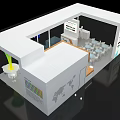 Cantek Exhibition Booth Design With White Structure Green Gradient Accent Display Area Screen And Tables