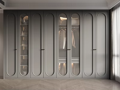 Modern Elegant Wardrobe With Glass Panel Doors Multiple Compartments And Sleek Design 3d model