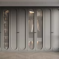Modern Elegant Wardrobe With Glass Panel Doors Multiple Compartments And Sleek Design 3d model