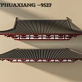Traditional Chinese Architectural Roof Component With Curved Eaves And Black Tiled Design
