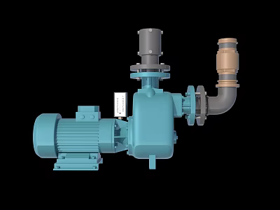 Industrial Mechanical Pump Equipment with Electric Motor and Pipeline Connections 3d model