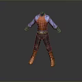 3D Character Outfit With Blue Shirt Sleeves Orange Vest Brown Pants And Boots