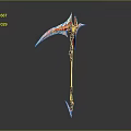 Modern Red And White Scythe Weapon With Sharp Blades And Sleek Design