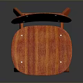 Modern Wooden Chair With Vibrant Orange Color And Unique Backrest Design