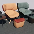 Modern Interior Sofa and Coffee Table Set With Tufted Multicolor Sofas and Metal Coffee Tables 3d model