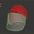 Red Fabric Protective Hat With Transparent Face Shield For Safety And Style