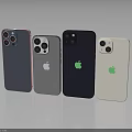 Assorted Color Apple Smartphones With Camera Modules And Logo Displayed In Row 3d model