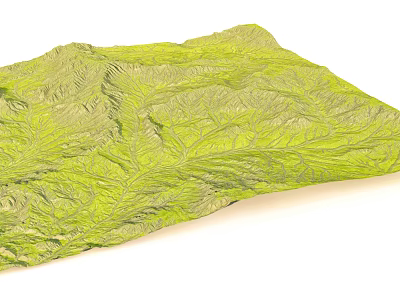 Green Mountain Landscape With Natural Terrain Ridges And Valleys Texture 3d model