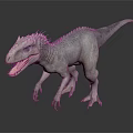 Realistic 3D Dinosaur Model With Gray Skin Sharp Spikes And Open Mouth