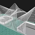 Modern Pergola Design with White Curved Metal Frames and Green Ground