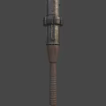Vintage Weapon With Wooden Handle Metal Head And Reinforced Metal Band Structure