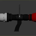 Fire Hose Nozzle With Black Metal Body Red Tip And Silver Connector