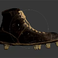 Vintage Leather Football Boots with Classic Design Yellow Laces and Studded Soles