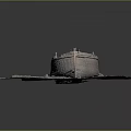 Modern Water Transport Vessel 3D Model With Deck Structure And Water Environment