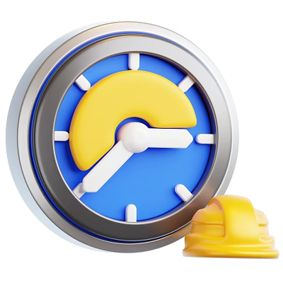 Hardware Tools Featuring Circular Blue Dial Yellow Curved Part White Pointer And Yellow Safety Helmet 3d model