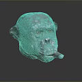 3D Rendered Ape Head Model With Textured Skin And Cigar In Mouth