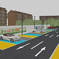 Residential Community Outdoor Parking Lot With Clear Colorful Markings For Orderly Daily Vehicle Parking