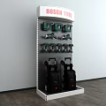 BOSCH Power Tools Display On White Multi Tiered Retail Rack With Wheeled Equipment 3d model