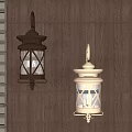 Illuminated Brass and Bronze Wall Lamps with Glass Shades on Wooden Wall