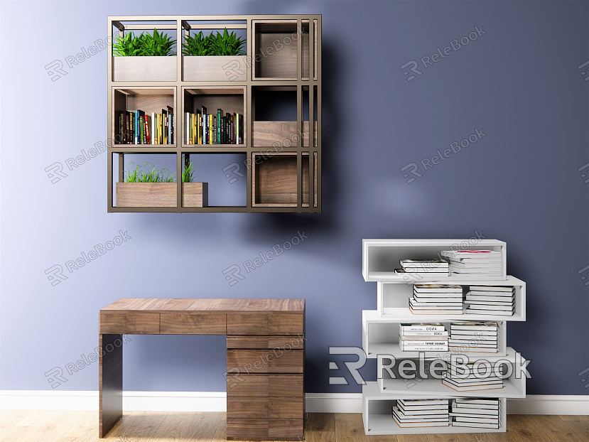 Modern Bookcase Desk Decorative Rack Magazine Cabinet model