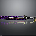 Modern Knife Design With Purple Pink Lighting Geometric Patterns And Golden Handle