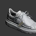 White Dior Shoes With Blue Ribbon Laces And Pleated Design Thick Sole