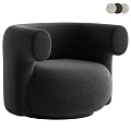 Modern Beige Upholstered Leisure Chair with Rounded Armrests and Plush Seat Design
