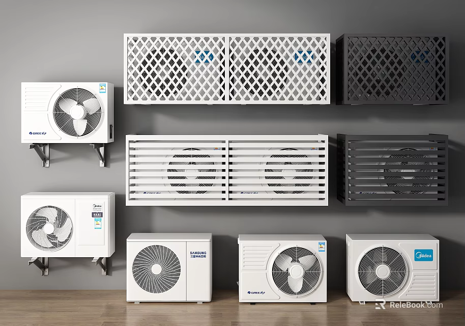 Various Grid Design Air Conditioner Air Outlets In White And Black For Home Use 3d model 