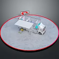 Shine Brand Mobile Service Truck With Extended White Platform And Stairs