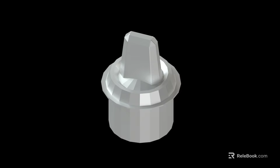 Shiny Silver Metal Component With Raised Top And Circular Base Design 3d model 
