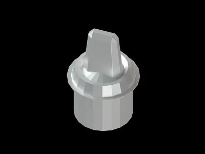 Shiny Silver Metal Component With Raised Top And Circular Base Design 3d model