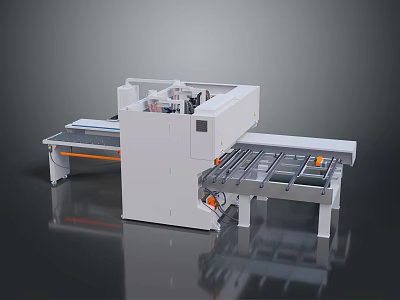 Automated Industrial Processing Equipment With Conveyor System And Sheet Material Workstation 3d model