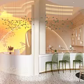 Elegant Beauty Hair Salon Interior Design With Reception Desk Green Chairs And Decorative Plants