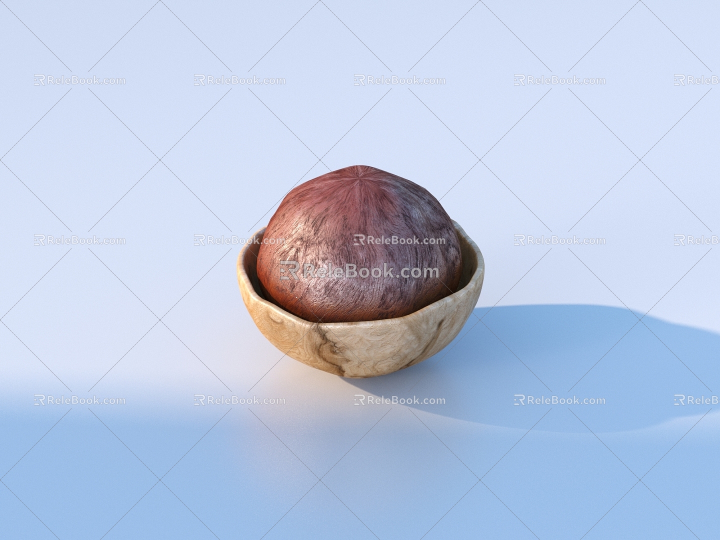 Bowl of wooden beads ornaments 3d model