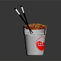 Hot Instant Noodles In White Paper Cup With Black And White Chopsticks