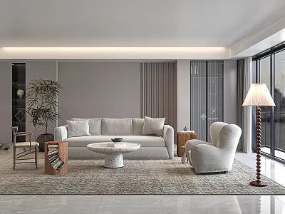 Modern Living Room Fabric Sofa Coffee Table Combination 3d model