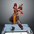 Game And Movie Character With Red Headpiece Carrying Gourd In Traditional Outfit On Transparent Platform