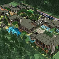 Scenic Mountain Hotel Architecture Surrounded By Lush Forest And Green Landscapes