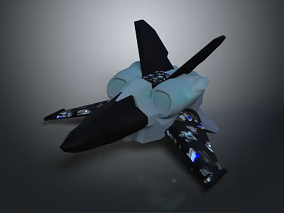 Futuristic 3D Aerospace Spacecraft Model For Cosmic Exploration With Black White Lighted Details 3d model