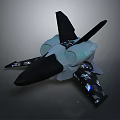 Futuristic 3D Aerospace Spacecraft Model For Cosmic Exploration With Black White Lighted Details