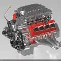 High Performance Engine With Detailed Metallic Structure Red Components And Precision Engineering Design